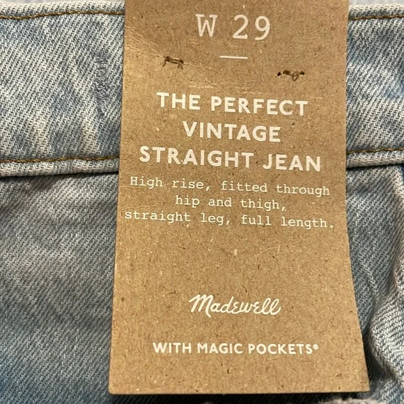 NWT | Madewell The Perfect Vintage Straight Distressed Denim Westanna Wash Sz 29 - Picture 4 of 8